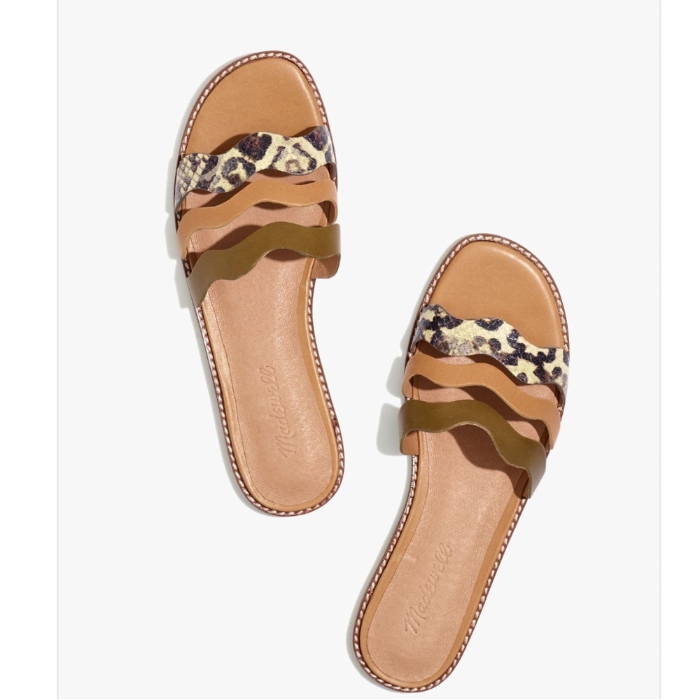 NWT Madewell The Wave Slide in Colorblockck Snake Embossed Leather Size 6